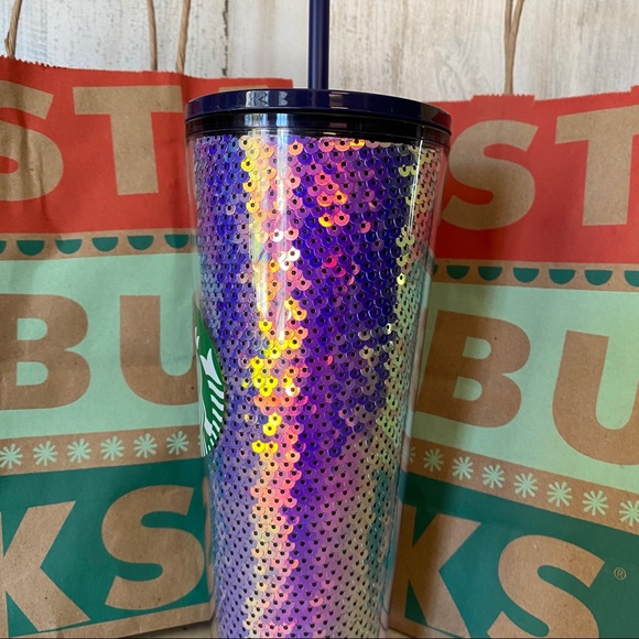 ✨Starbucks Multi Color Sequin Cold Cup 24oz. NWT - Picture 3 of 7